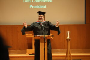 President Churchwell addressing the audience